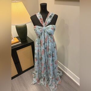bigHit Ethereal Fairycore Halter Neck Floral Maxi Dress Small Whimsical Wedding